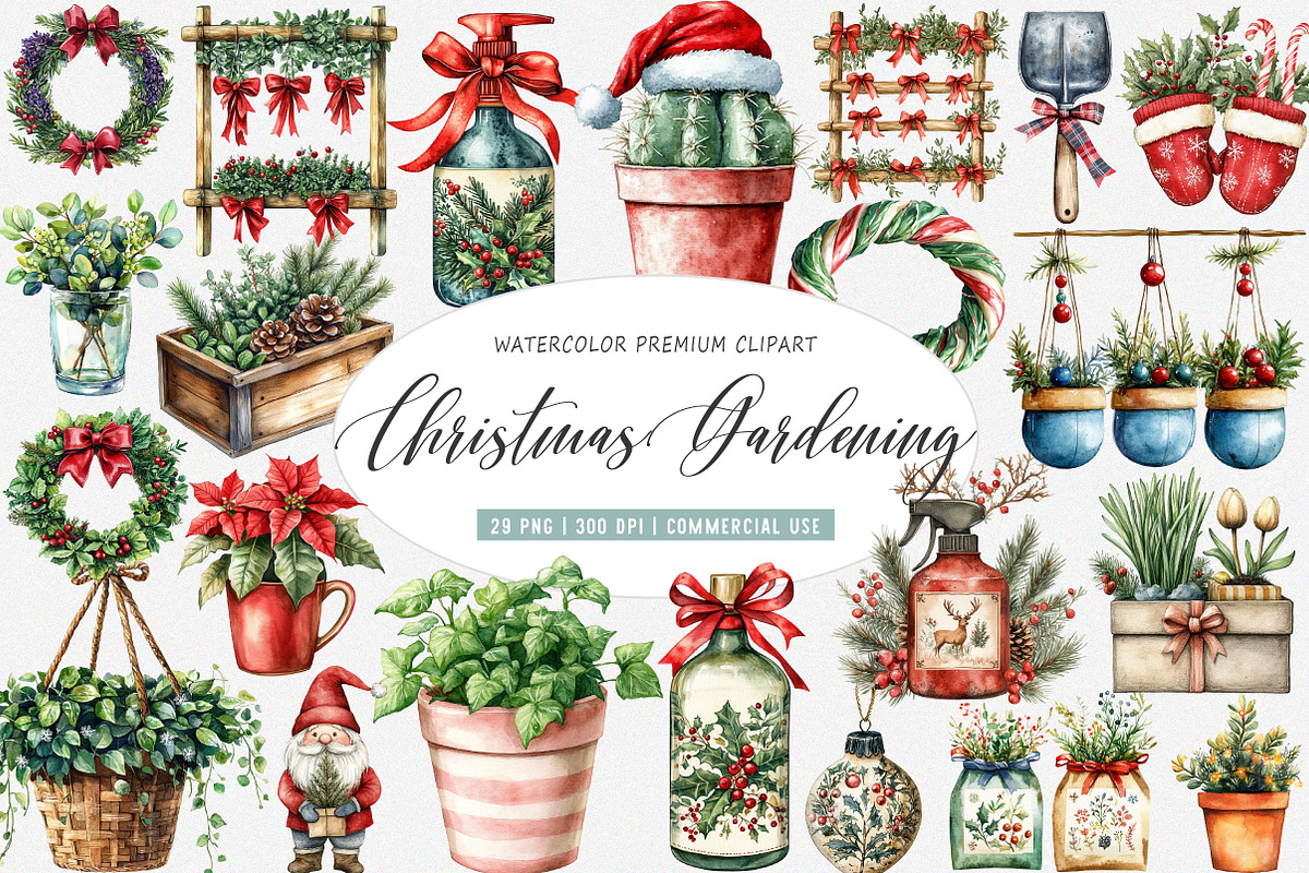 Christmas Indoor Gardening Clipart, an Illustration by SinaCreation (Photo 1 of 5)