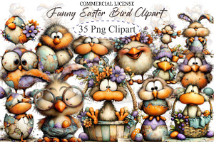 Funny Easter Bird Clipart, an Illustration by designcity5