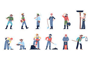 Gold Miners Characters. Men Launder