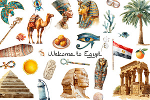 Watercolor Egypt clipart 60 PNG