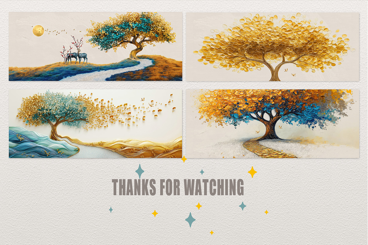 Abstract golden tree elk wallpaper, a Decorative Illustration by fei long (Photo 10 of 10)