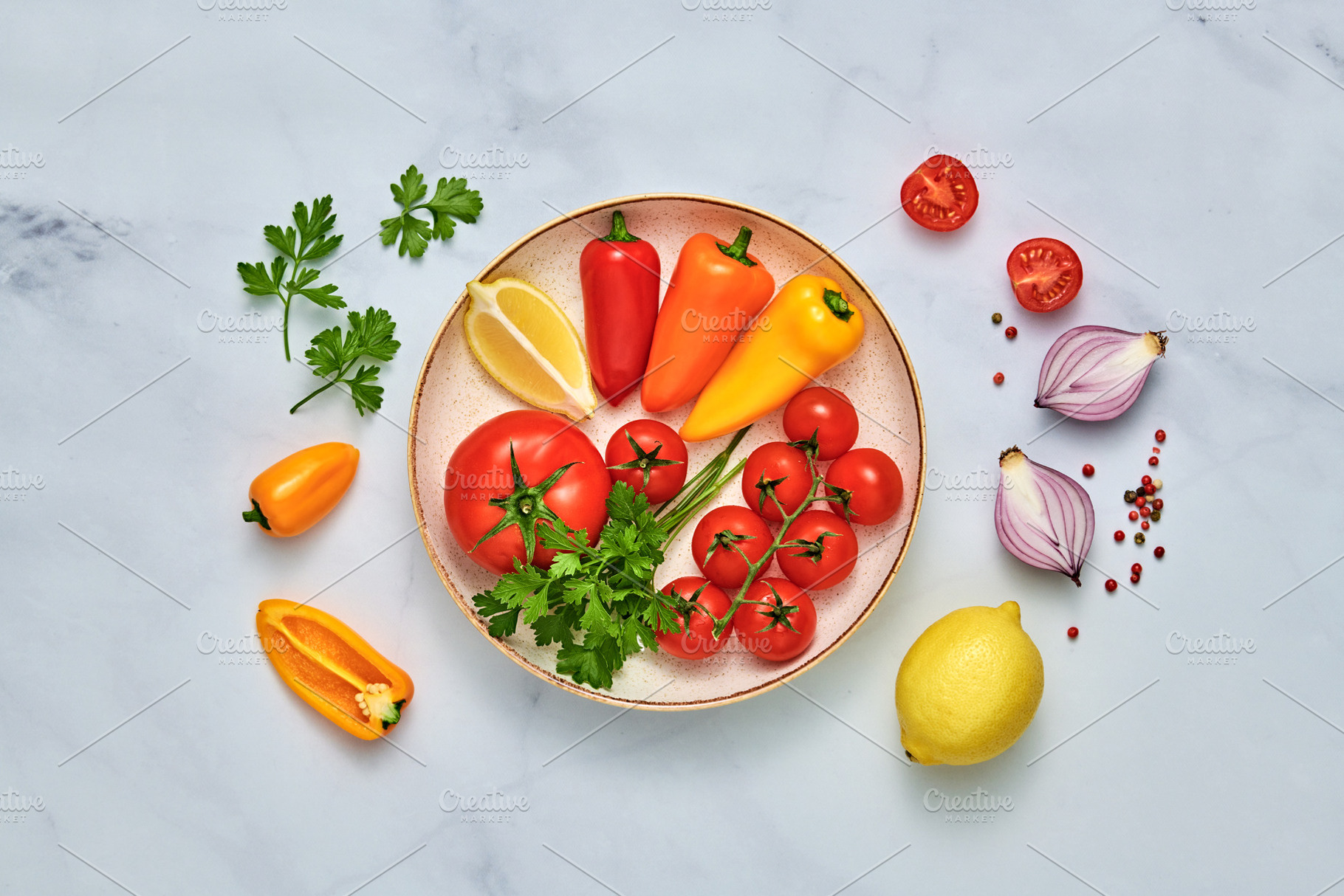 Tomato spices bell pepper onion c featuring tomato, bell pepper, and mini, a Food & Drink Photo by iBear
