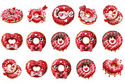 Valentine Donut Clipart, an Illustration by DreamArtGraphic (Thumbnail 2 of 4)