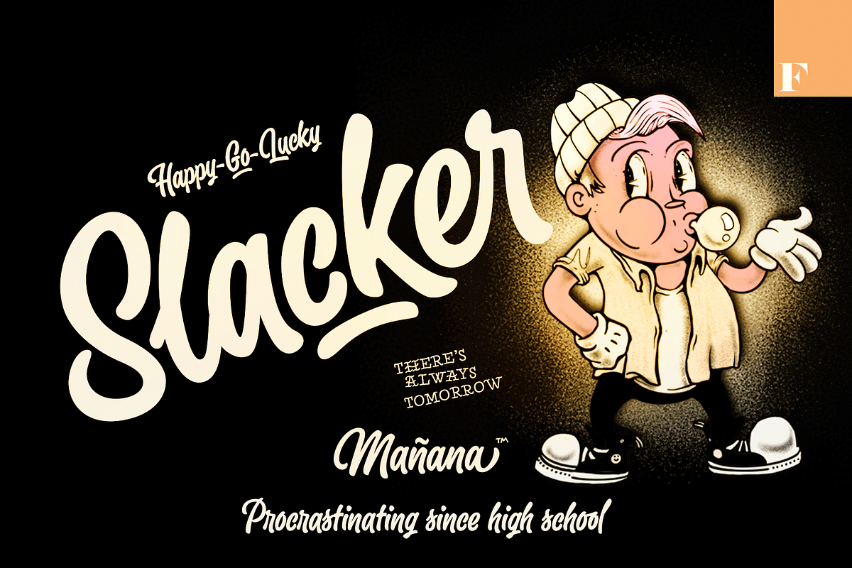 Slacker - a mellow brush script, a Script Font by Fenotype