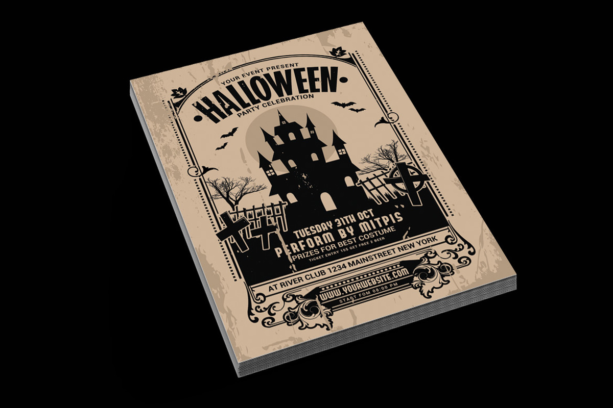 Halloween Party Vintage Flyer, a Flyer Template by Muhamad Iqbal hidayat (Photo 2 of 4)