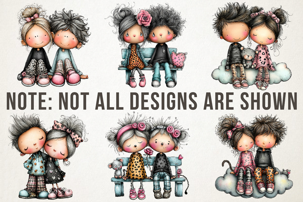 Cute Whimsical Couple Clipart Set, a Person Illustration by RobertsArt (Photo 7 of 7)