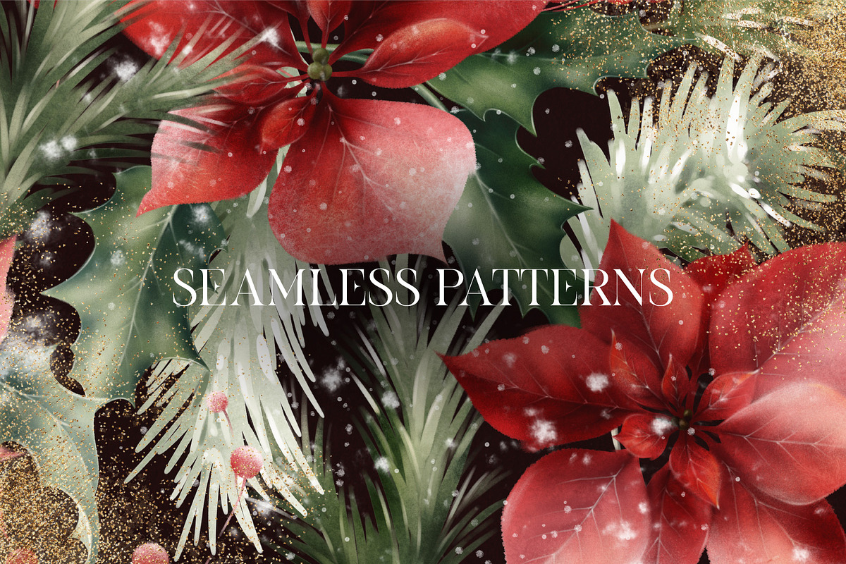 Christmas Graphics, floral cliparts, a Texture Illustration by ollalya (Photo 10 of 15)