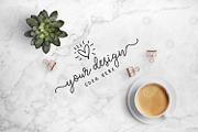 Coffee & succulent on marble 24-0015, a Food & Drink Photo by Garlic Friday Design (Thumbnail 1 of 2)