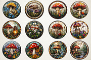 Spring Mushroom Stained Glass Bundle, an Illustration by RobertsArt (Thumbnail 4 of 5)