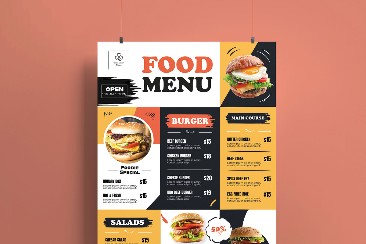 Food Menu Template, a Flyer Template by MightyDesign (Photo 2 of 8)