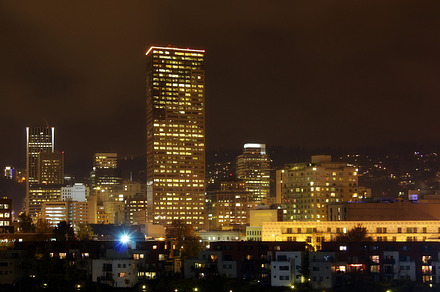 Portland  City at Night, an Architecture Photo by TrueMitra Designs