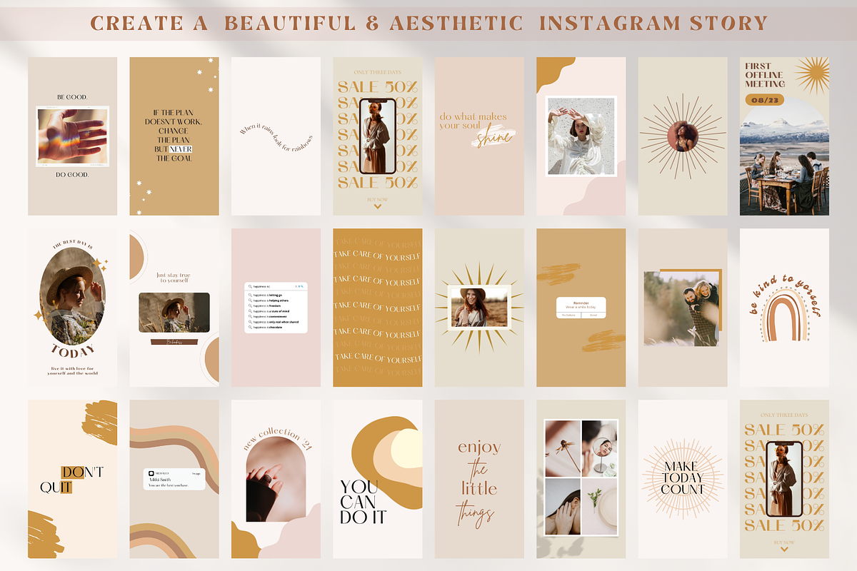 Boho Instagram Story Templates Canva, a Social Media Template by Boltik Studio (Photo 5 of 8)