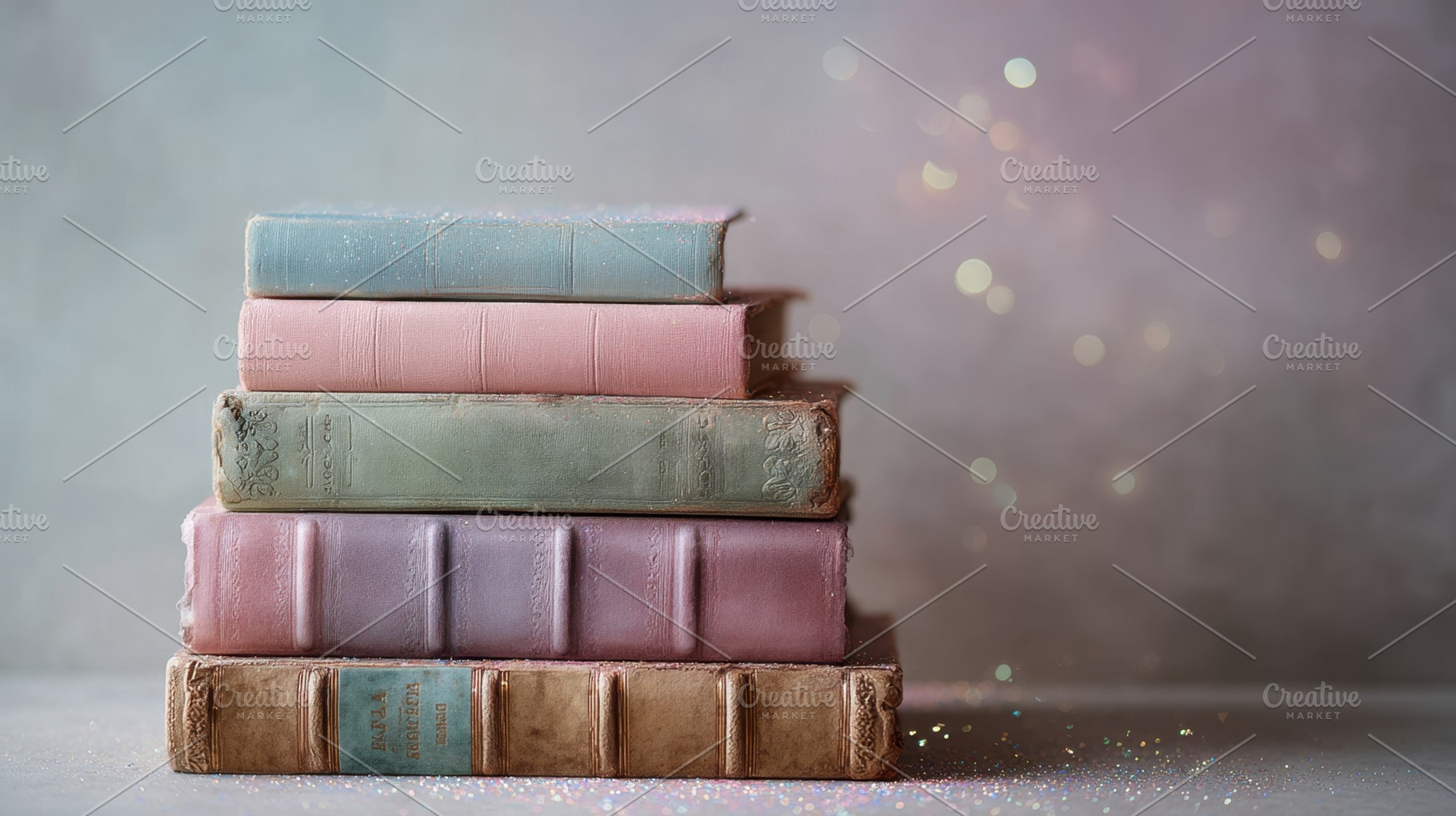Old books stacked in soft colors, a Photo by Beautiful things