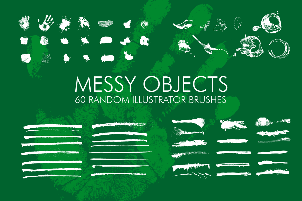 60 Messy Illustrator Brushes, a Brush Add-On by ateliervonau (Photo 1 of 5)