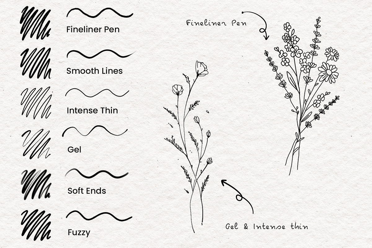 Fine Line Pencils for Procreate, a Brush Add-On by Marshmal Mochi (Photo 4 of 5)