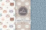 Cute cat, bear and rabbit pattern, a Pattern Graphic by lindoet23 (Thumbnail 1 of 4)