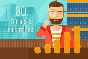 80 Flat business illustration bundle, a Finance Illustration by Visual Generation