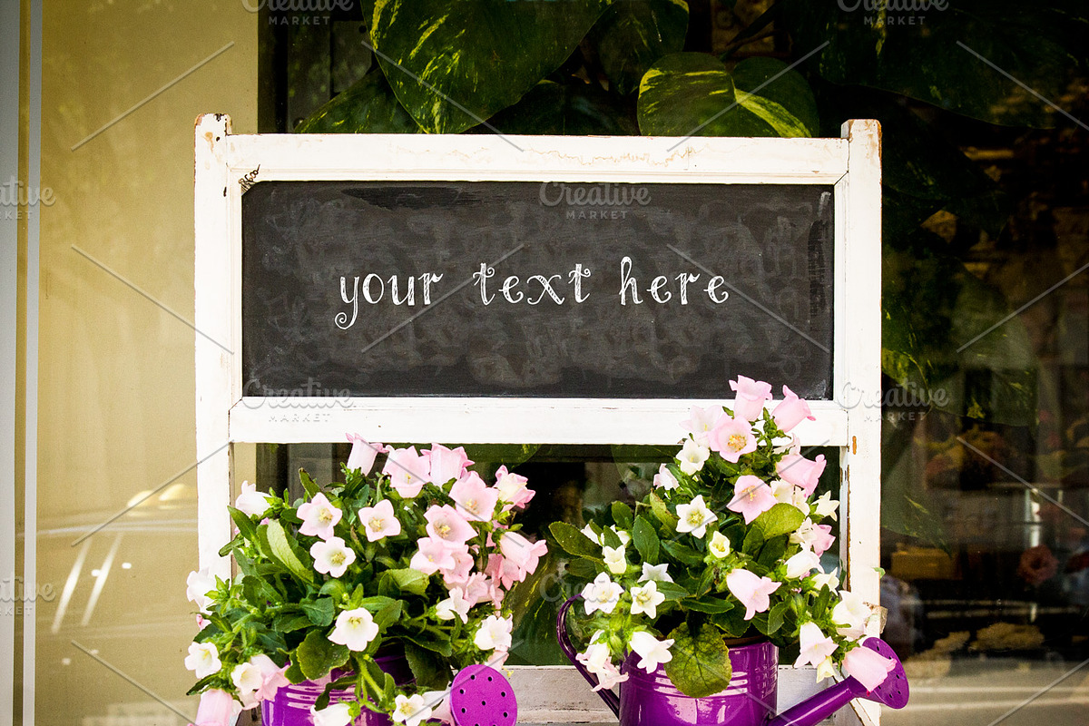 Flower Shop Chalkboard Mockup, a Mockup by Catflap