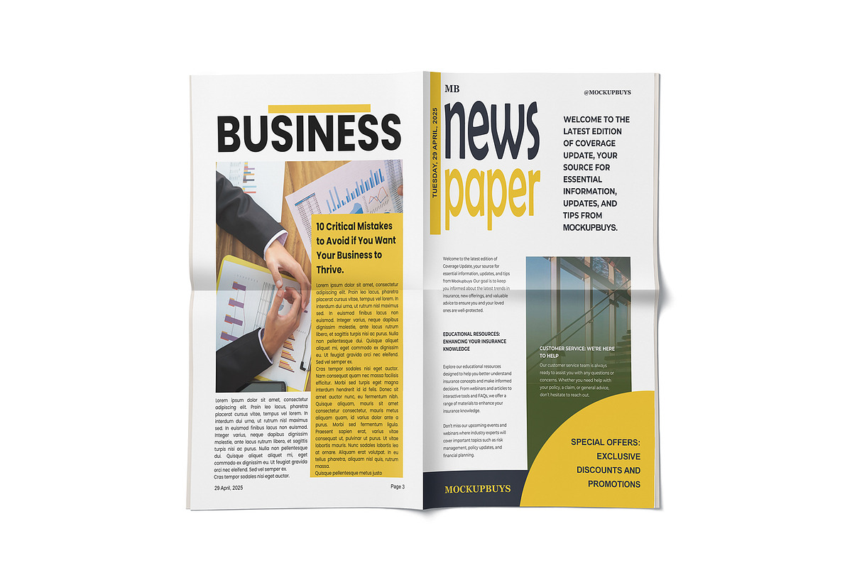 Newspaper Mockup, an Advertising Mockup by mockupbuys (Photo 6 of 8)