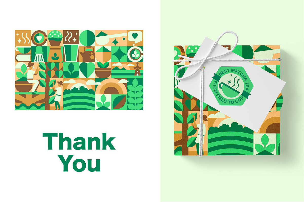 Tea Geometric Mosaic Design Set, a Food Illustration by Lettering_Logo (Photo 7 of 7)