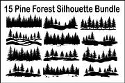 Pine Forest Silhouette Bundle, a Graphic by hafijul (Thumbnail 1 of 16)