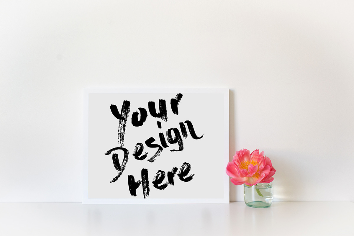 White Frame Mockup Stock Photo, a Print Template by Pretty Techie