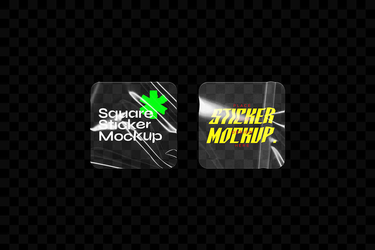 Transparent Plastic Sticker Mockups, an Advertising Mockup by MahmoudWally (Photo 4 of 5)