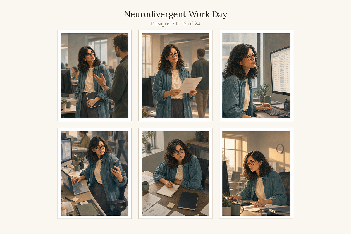 Neurodivergent at Work, Set of 24, a Person Illustration by LanternkinStudio (Photo 7 of 13)