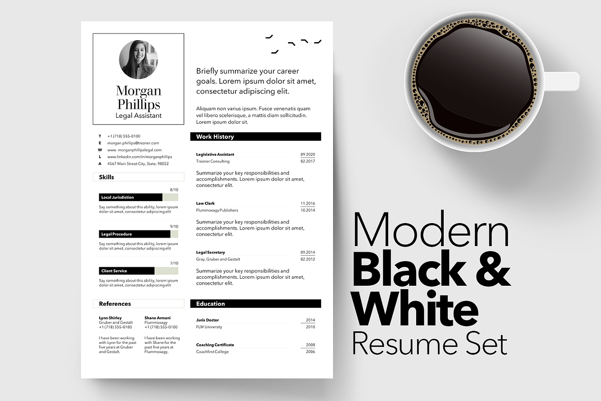 Modern Sophisticated Black and White, a Resume Template by Knockout Prezo (Photo 1 of 10)