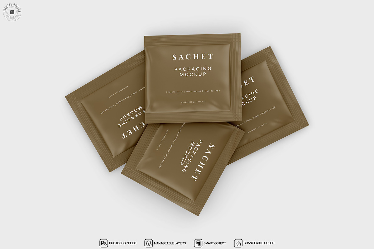 Sachet Mockups, a Packaging Mockup by SmokyPixels (Photo 5 of 6)