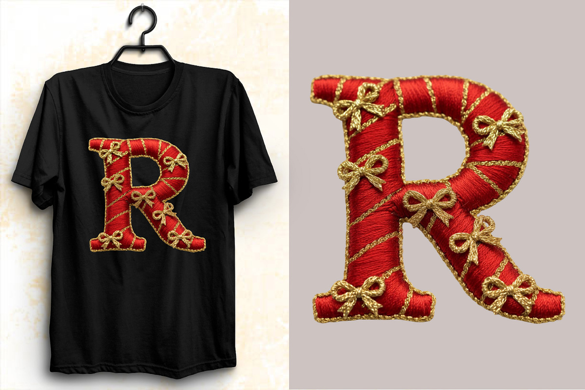 Christmas Embroidery Alphabet Clipar, an Illustration by SVGArt (Photo 7 of 8)