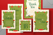 Green Wedding Invitation Set, an Invitation Template by graphicook (Thumbnail 2 of 3)