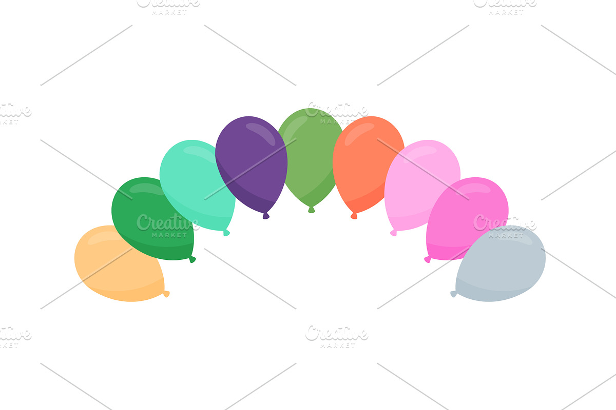 Colorful balloon garland isolated on, an Object Illustration by GraphiShop