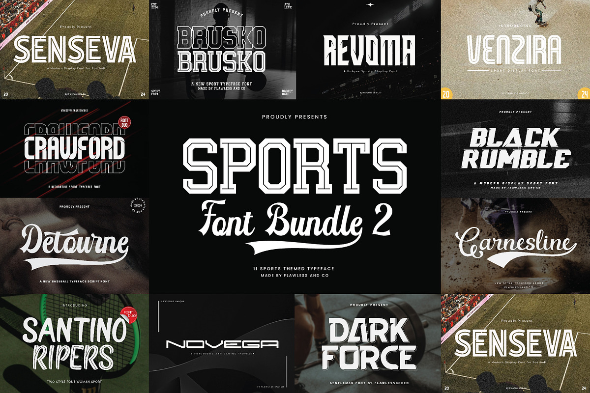 Sports Font Bundle 2, a Sans Serif Font by Flawless And Co (Photo 1 of 12)