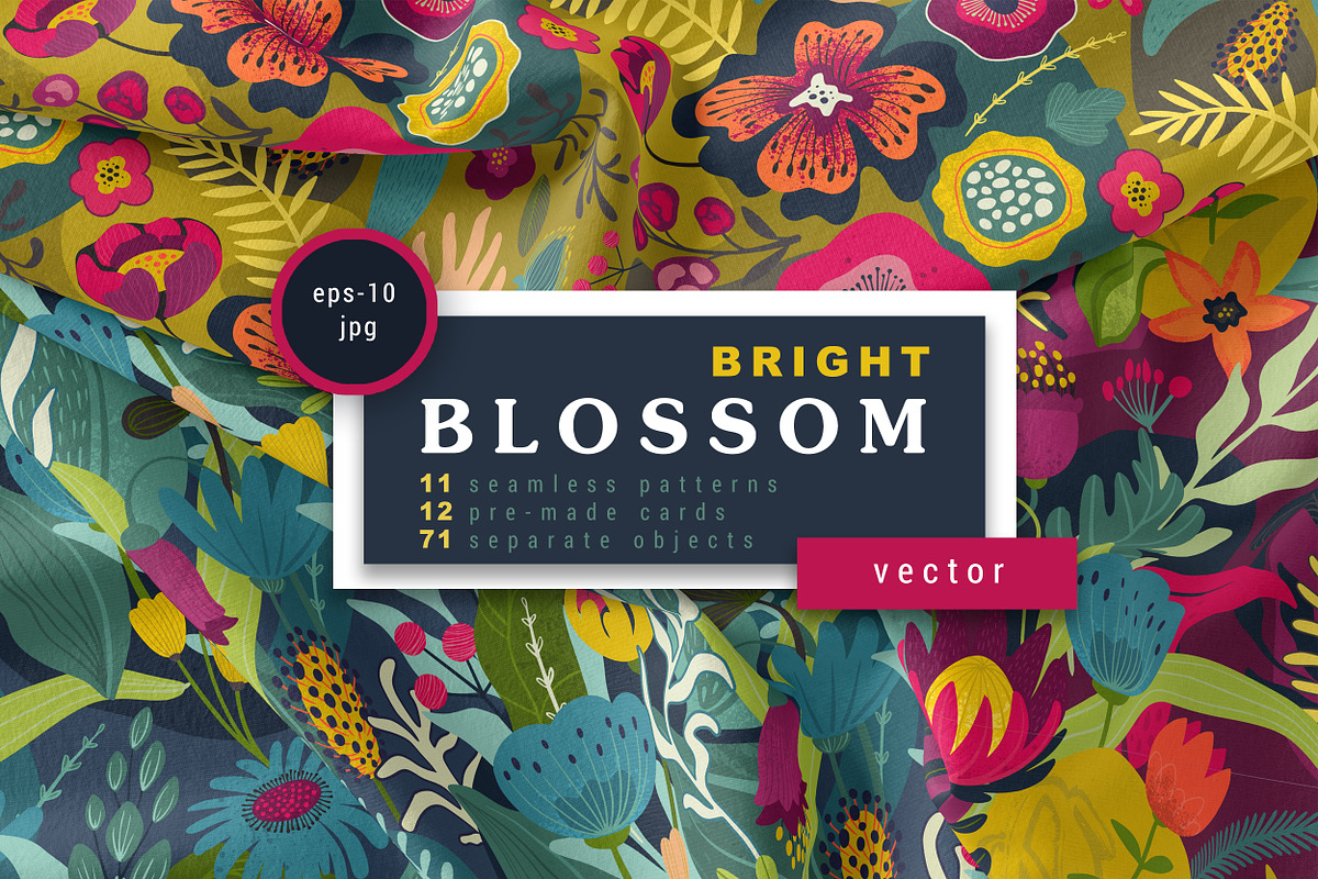 Bright Blossom Vector Collection, a Pattern Graphic by Molly art (Photo 1 of 14)