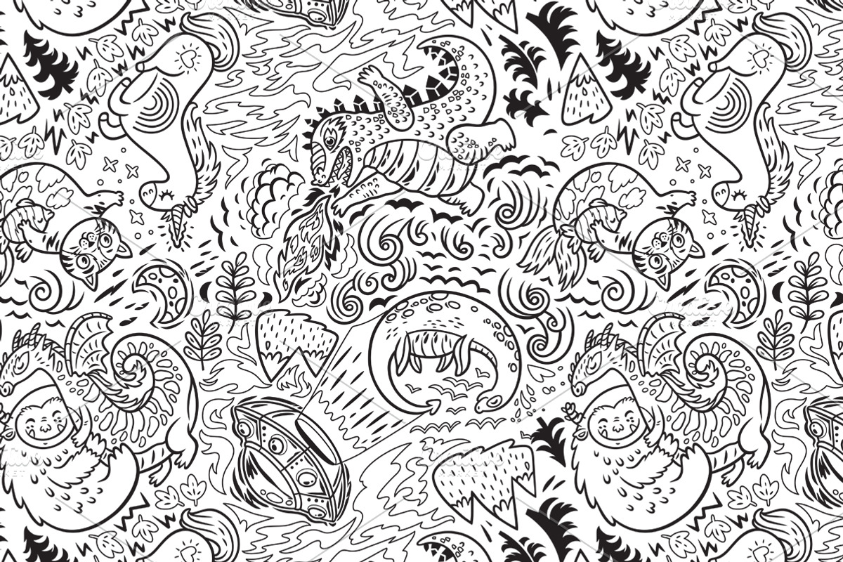 32 Seamless Coloring Patterns, a Pattern Graphic by PenguinHouse (Photo 10 of 14)