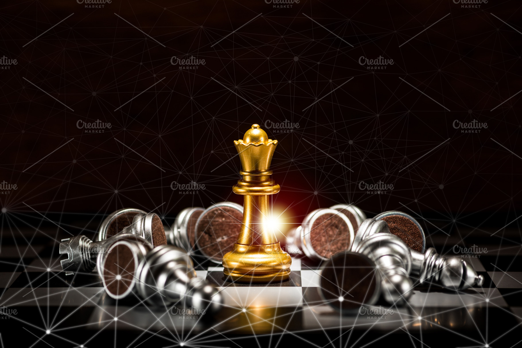 gold queen chess surrounded by a num, a Business Photo by WindWalker