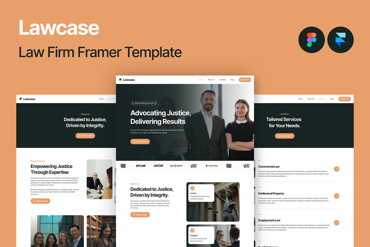 Lawcase - Lawfirm Framer Template, an UI Kit Template by UI/UX Ocean (Photo 1 of 5)