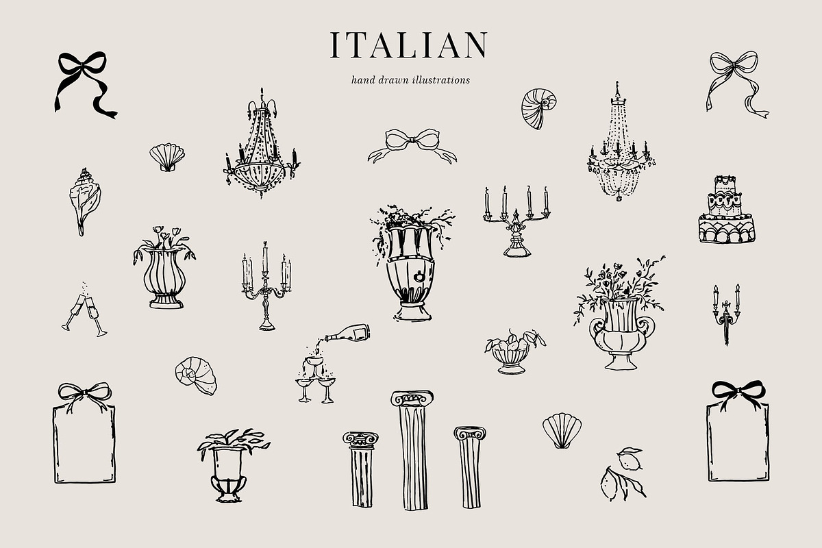 Italy abstract line art. Wedding svg, a Decorative Illustration by Summer Nightingale Art (Photo 4 of 5)