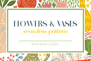Flowers&Vases seamless pattern, a Pattern Graphic by Daria Miazhevich (Thumbnail 1 of 5)
