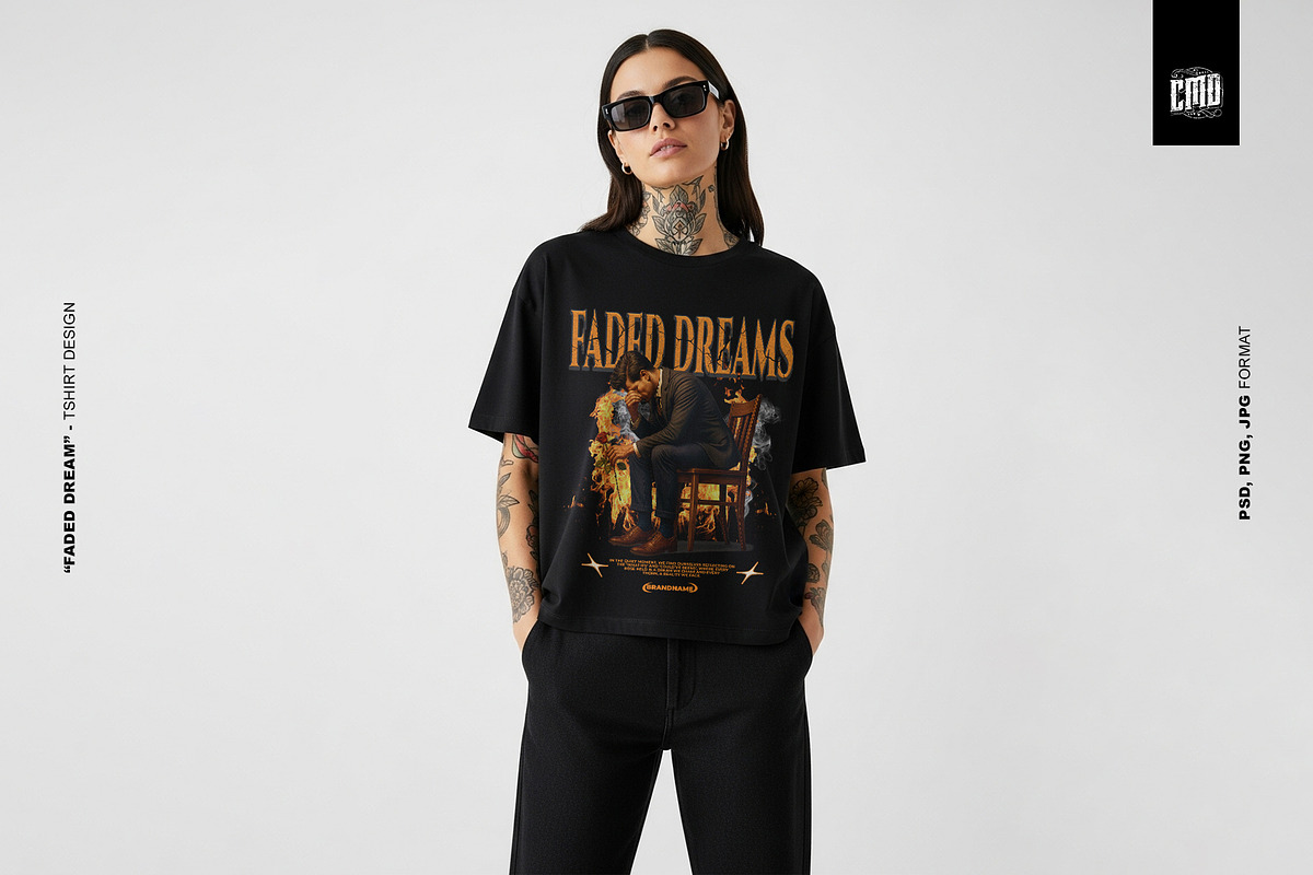 FADED DREAMS - T-Shirt Design, an Object Graphic by Cmd Project (Photo 5 of 10)