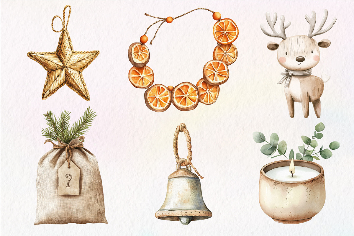Neutral Christmas Clipart Bundle, an Illustration by Dream Creation (Photo 5 of 7)