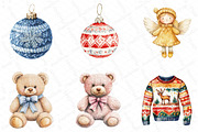 Watercolor Christmas Knitted Clipart, an Illustration by DreamPrint404 (Thumbnail 2 of 6)