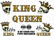 King & Queen Skulls w/ Crowns Vector, an Object Graphic by AlexandHer Digital Art (Thumbnail 2 of 5)