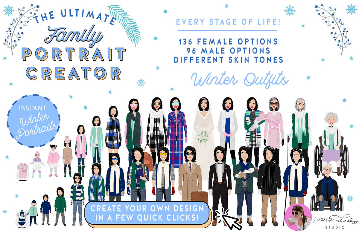 Portrait Creator Winter Family, a Person Illustration by Lauren Lesley Studio (Photo 3 of 17)