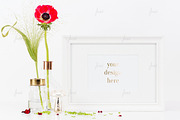 Spring white frame mockup, a Print Template by JustLikeMyDesktop (Thumbnail 1 of 2)