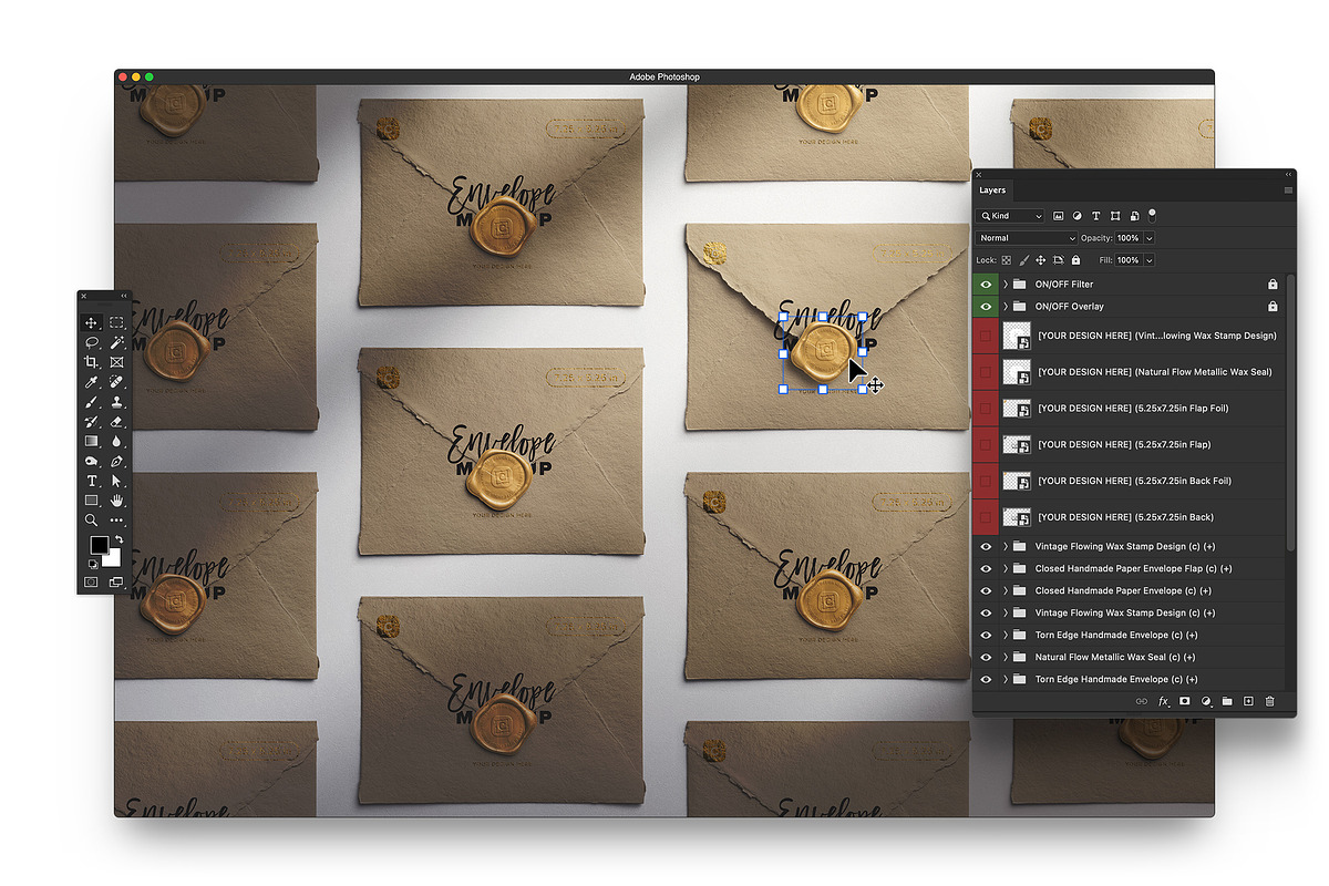 Handmade Envelope Layout with Wax, an Advertising Mockup by Custom Scene (Photo 7 of 11)