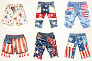 Watercolor 4th of July Pants Clipart, a Seasonal Illustration by Rose Art (Thumbnail 4 of 4)