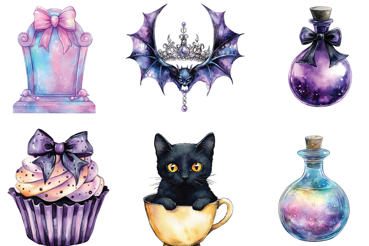 Iridescent Coquette Halloween Clipar, an Illustration by CraftArtStudio (Photo 2 of 6)
