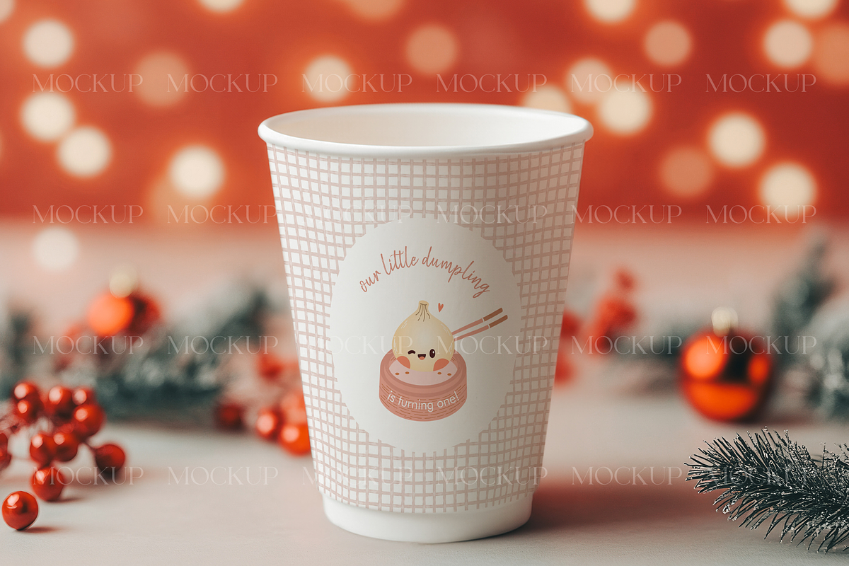Holiday Cup Mock with Bokeh Lights, a Product Mockup by MockupWizard (Photo 3 of 3)